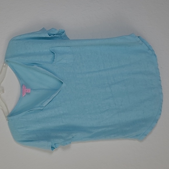 Lilly Pulitzer Tops - Lily Pulitzer Rollins linen lightweight slouchy pocket tee shirt top. Size M